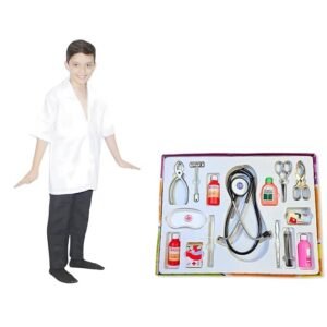 Kaku Fancy Dresses Doctor Costume For Kids, Doctor Coat & Kit| Doctor Dress For Boys & Girls, 5-6