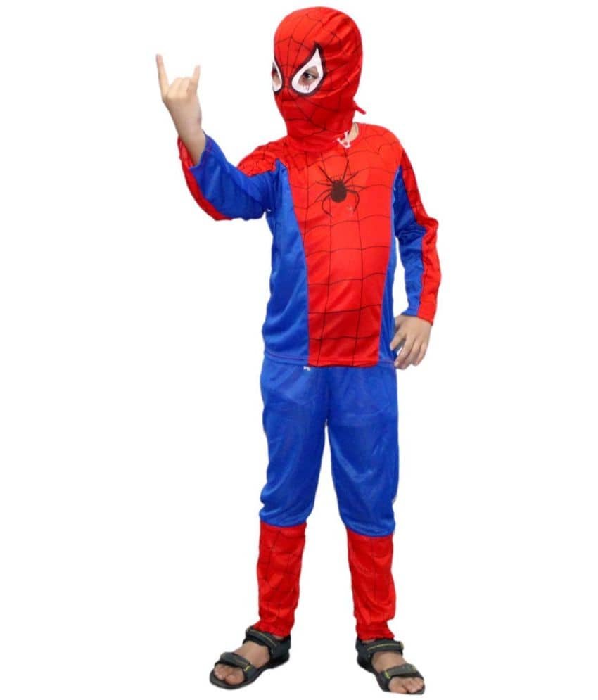 Kaku Fancy Dresses Spider Super Hero Costume -Red & Blue, 5-6 Years, for Boys