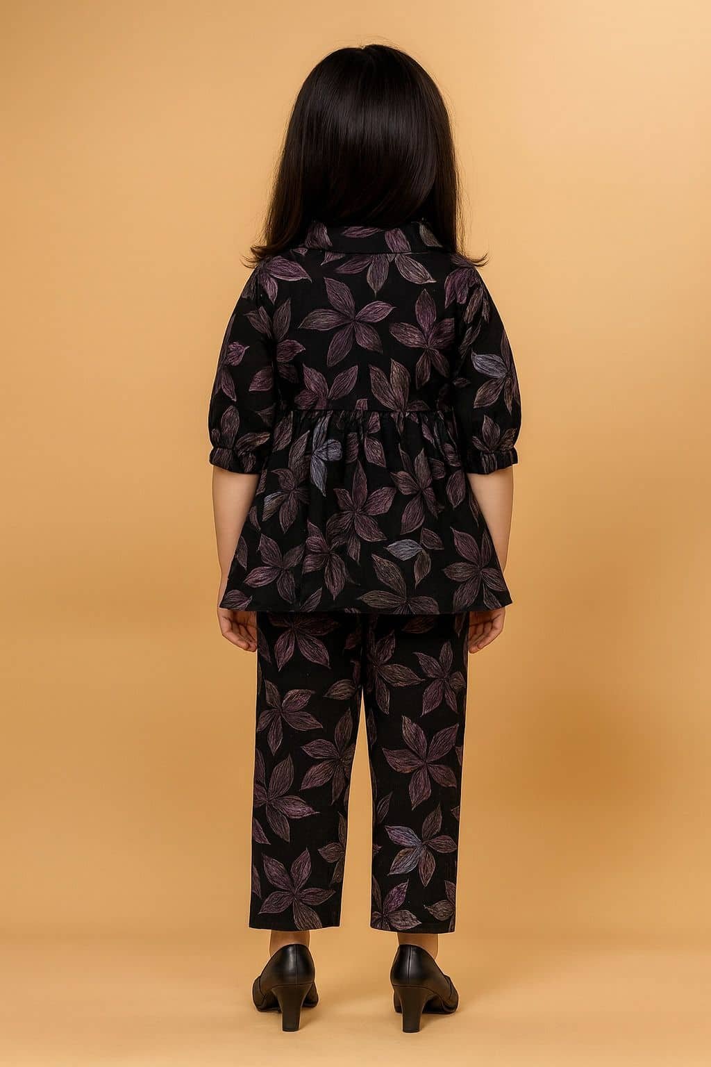 Kavya Fashion Crepe Printed Top With Trouser Co-Ord Set For Girls ( Brown ) - Image 2