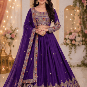 Keyura Chanderi Lehenga Choli Set For Girls ( Pack of 1 , Wine )