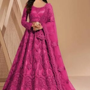 Keyura Net Lehenga Choli Set For Girls ( Pack of 1 , Pink )