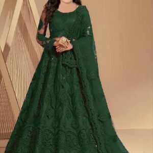 Keyura Net Lehenga Choli Set For Girls ( Pack of 1 , Green )
