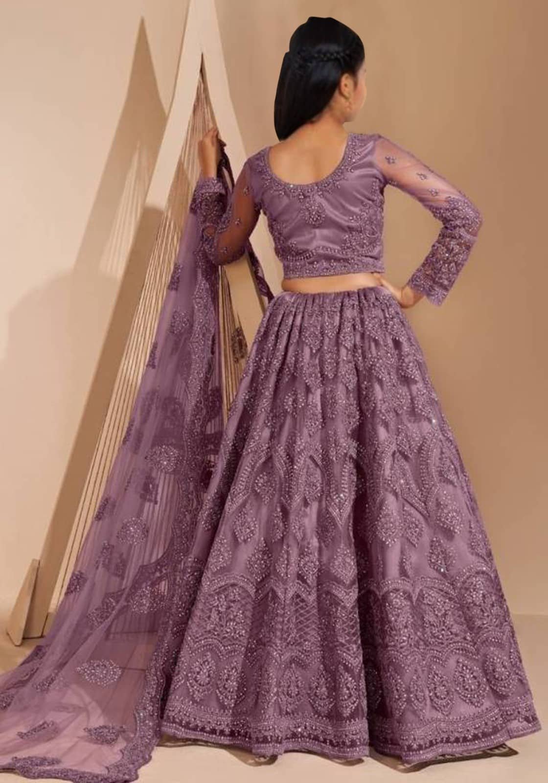 Keyura Net Lehenga Choli Set For Girls ( Pack of 1 , Purple ) - Image 2
