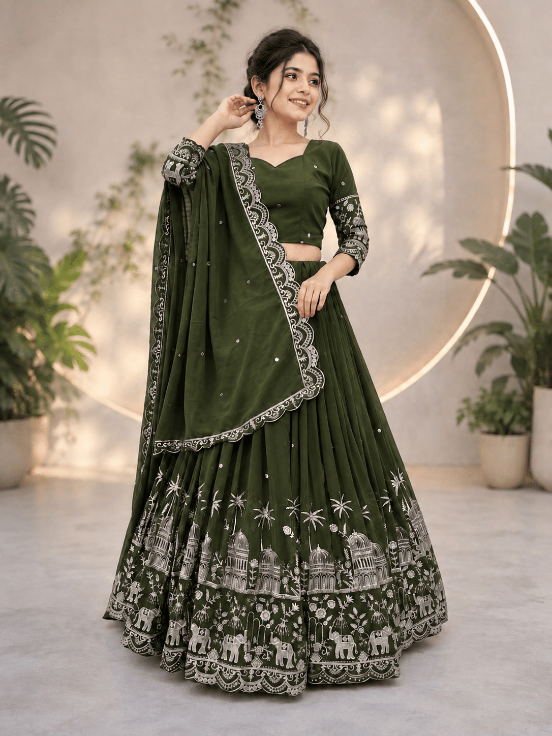 Keyura Silk Lehenga Choli Set For Girls ( Pack of 1 , Green ) - Image 2