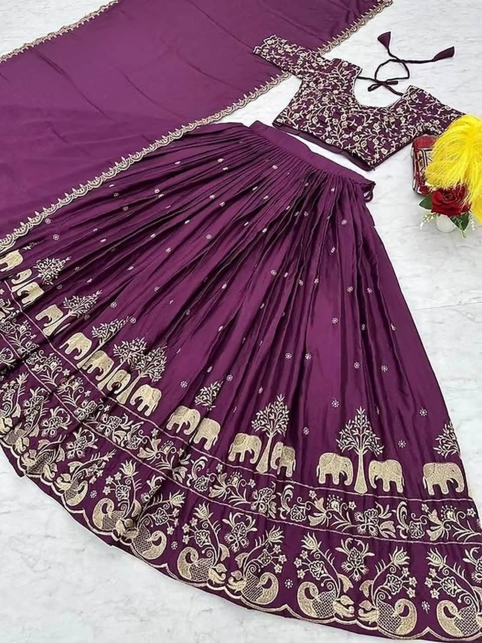 Keyura Silk Lehenga Choli Set For Girls ( Pack of 1 , Wine ) - Image 2