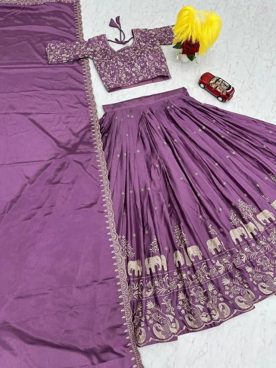 Keyura Silk Lehenga Choli Set For Girls ( Pack of 1 , Purple ) - Image 2