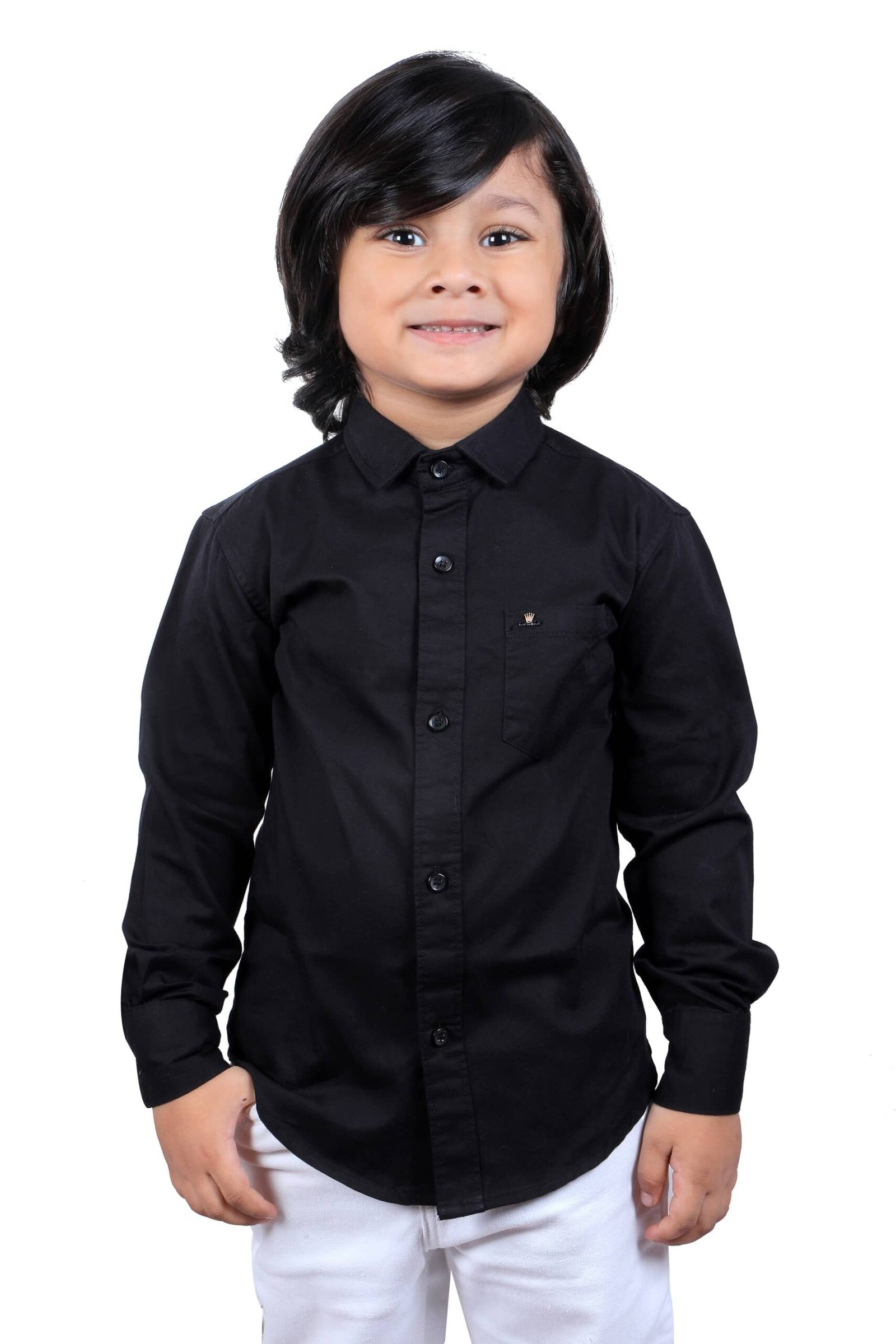Qurobri Pack of 1 Boys Cotton Blend Full Sleeves Shirt ( Black )