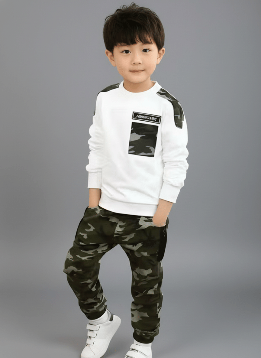 Klotz Boys Lycra T-Shirt & Trackpants Set ( White , Pack of 1 )