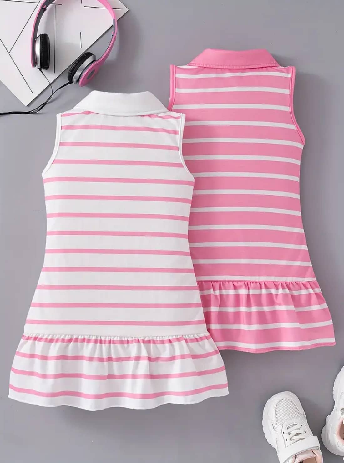 Knit Vey Cotton Frock For Girls ( Pack of 2 , Multicolor ) - Image 2