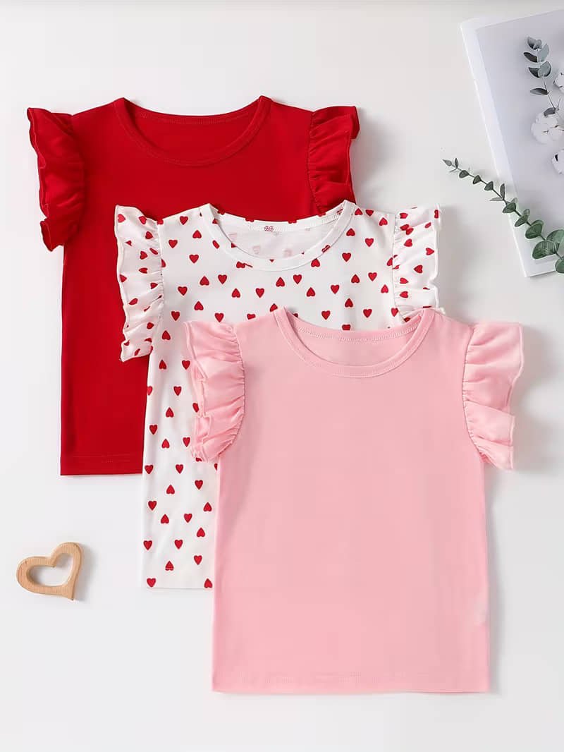 Knit Vey Pack of 3 Baby Girls Cotton Blend T-Shirt ( Multicolor 1 )