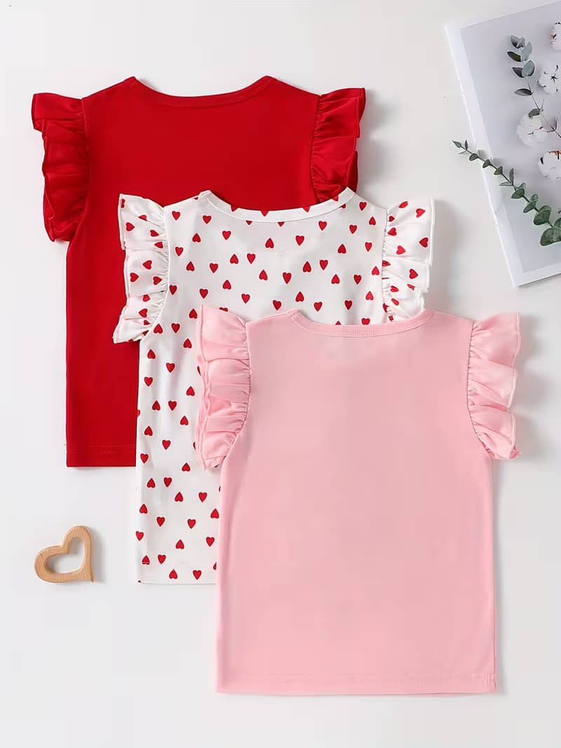 Knit Vey Pack of 3 Baby Girls Cotton Blend T-Shirt ( Multicolor 1 ) - Image 2