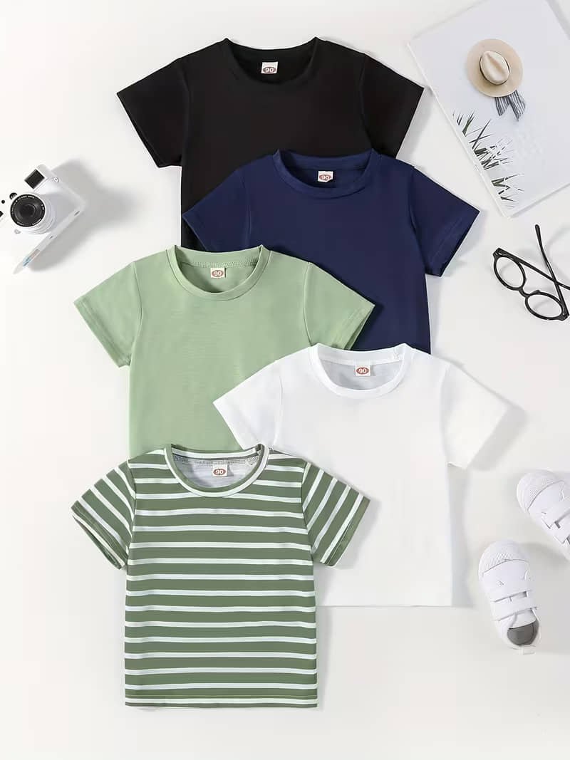Knit Vey Pack of 5 Baby Boys Cotton T-Shirt ( Multicolor )