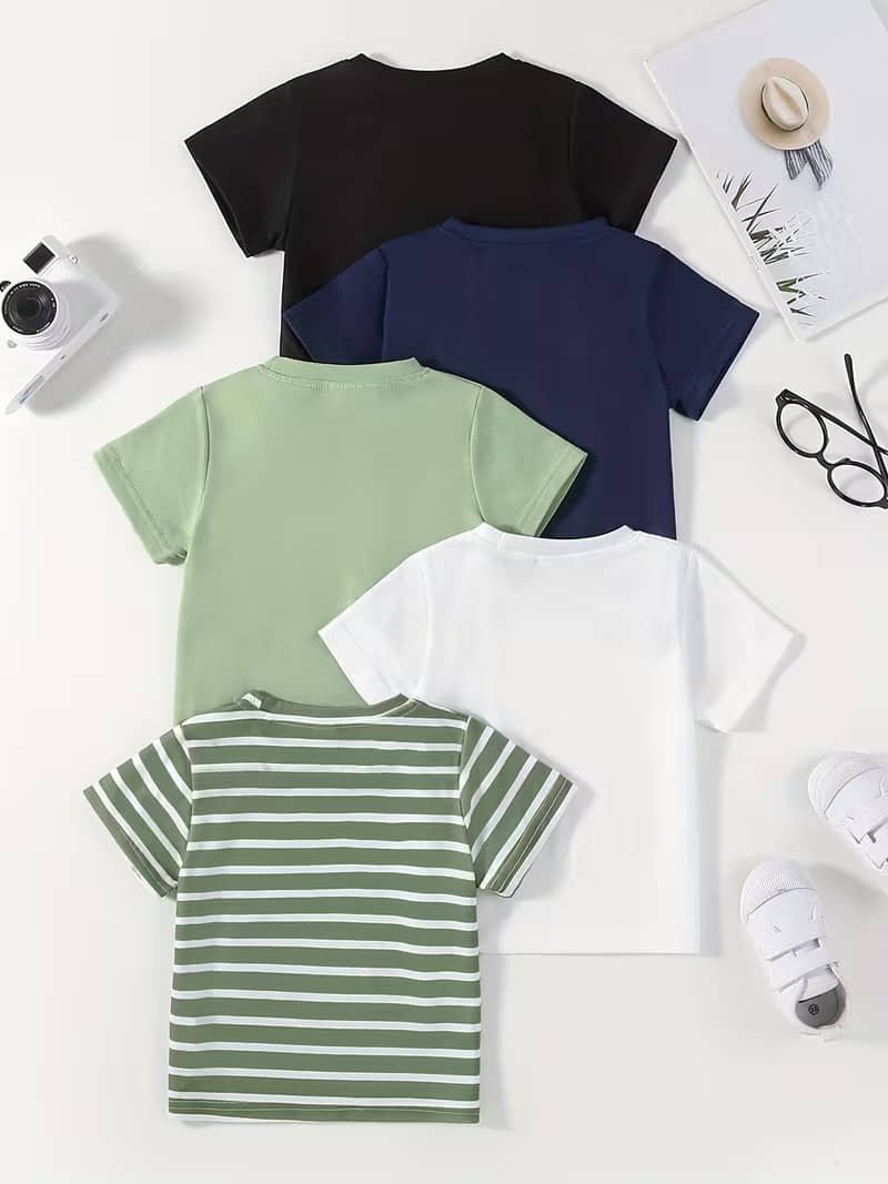 Knit Vey Pack of 5 Baby Boys Cotton T-Shirt ( Multicolor ) - Image 2