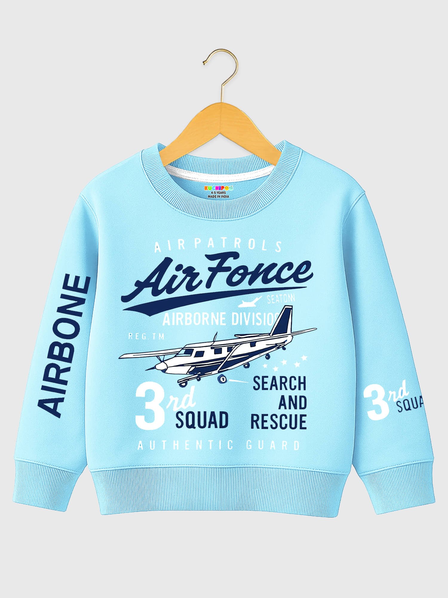 Kuchipoo Pack of 1 Boys Fleece Sweatshirt ( Sky Blue )