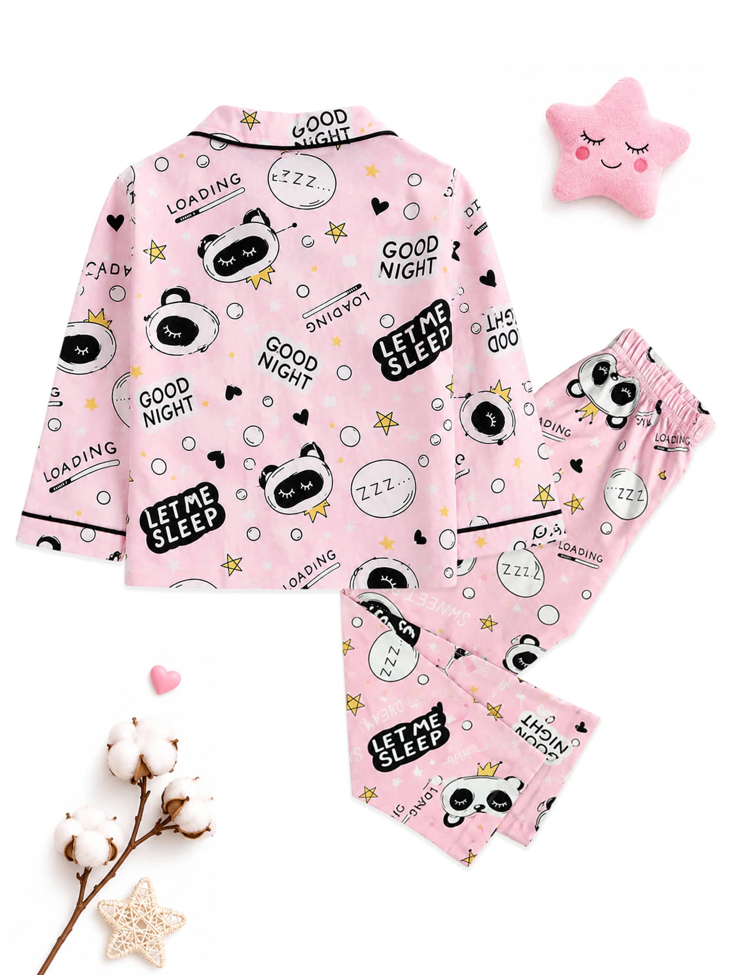 Kuchipoo Pack of 1 Girls Cotton Nightsuit Set ( Multicolor 1 ) - Image 2