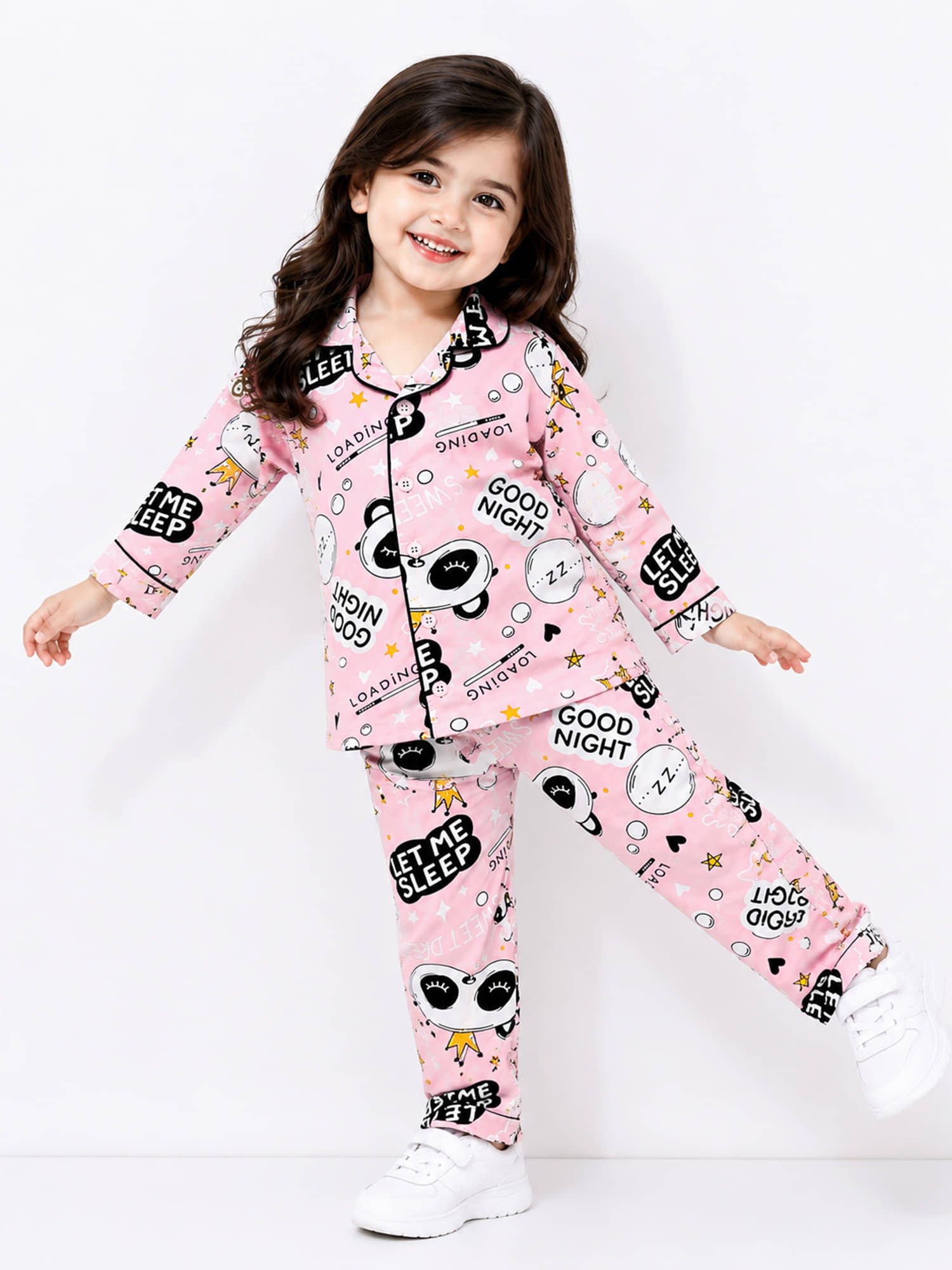 Kuchipoo Pack of 1 Girls Cotton Nightsuit Set ( Multicolor 1 ) - Image 3