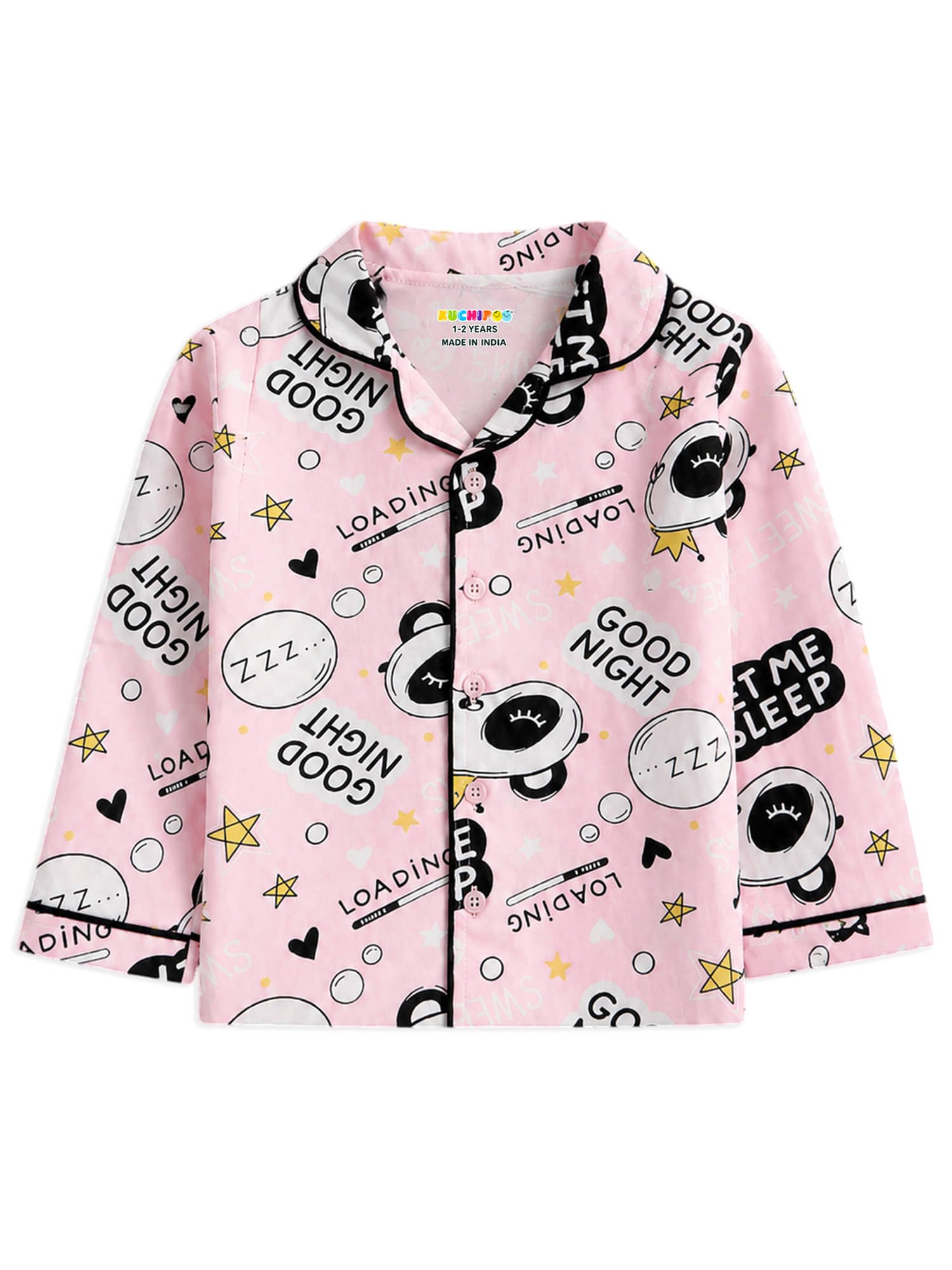 Kuchipoo Pack of 1 Girls Cotton Nightsuit Set ( Multicolor 1 ) - Image 4