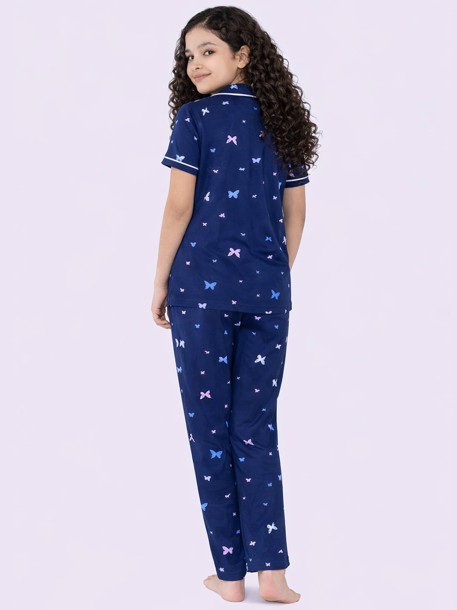Kuchipoo Pack of 1 Girls Cotton Nightsuit Set ( Navy Blue ) - Image 3