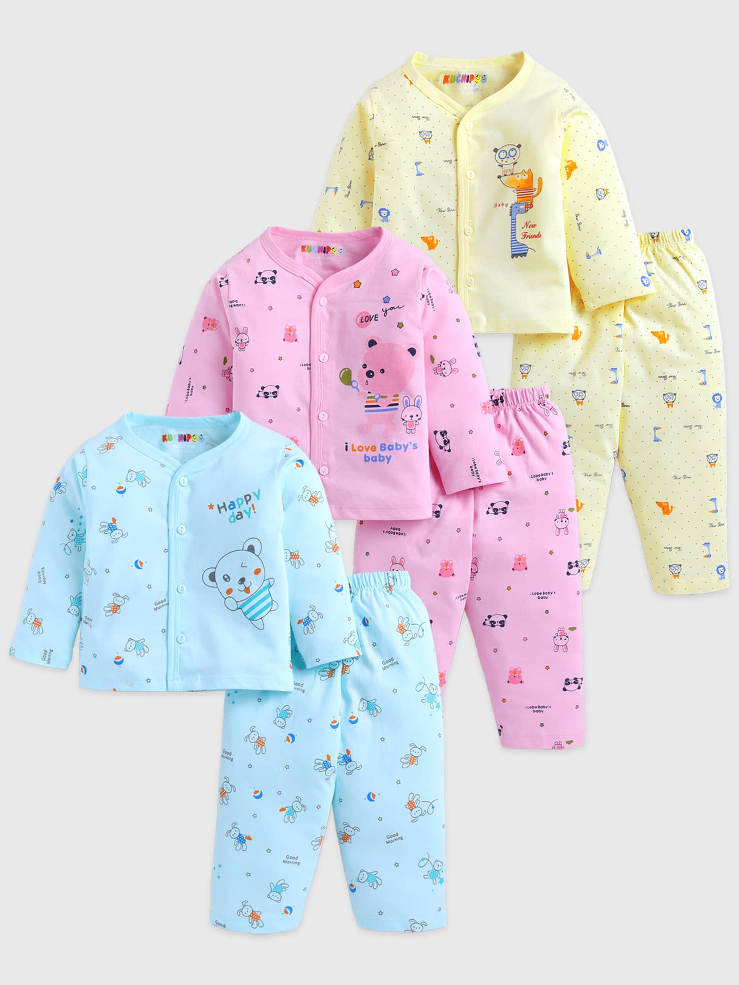 Kuchipoo Pack of 3 Boys Cotton T-Shirt & Trackpants Set ( Multicolor 1 )