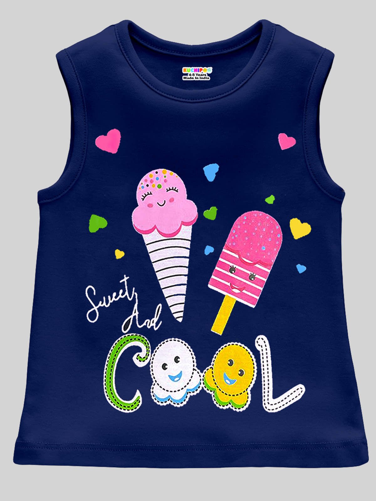 Kuchipoo Pack of 4 Girls Cotton Blend T-Shirt ( Multicolor 14 ) - Image 4