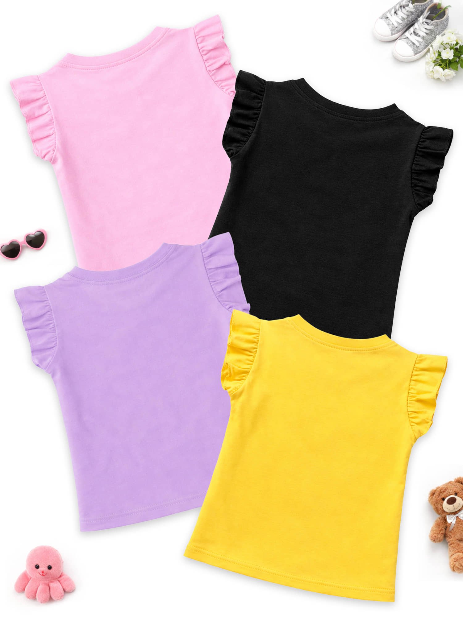 Kuchipoo Pack of 4 Girls Cotton Blend T-Shirt ( Multicolor 1 ) - Image 2