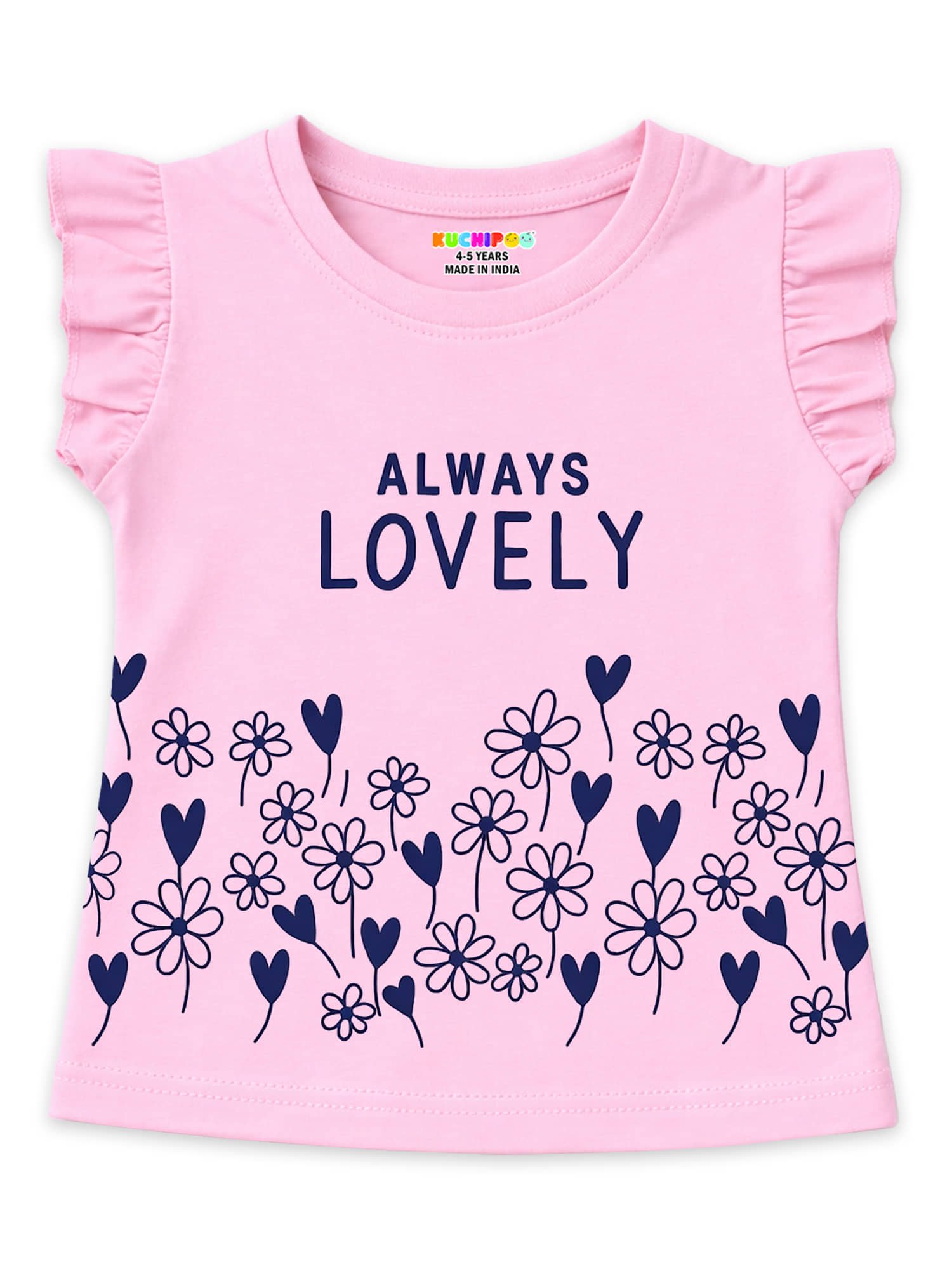 Kuchipoo Pack of 4 Girls Cotton Blend T-Shirt ( Multicolor 1 ) - Image 3
