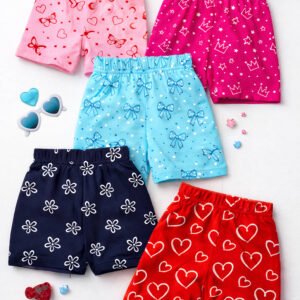 Kuchipoo Pack of 5 Girls Cotton Blend Shorts ( Multicolor 2 )