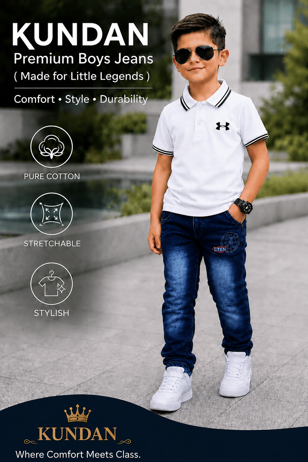 Kundan Boys Denim Jeans ( Blue , Pack of 1 ) - Image 2