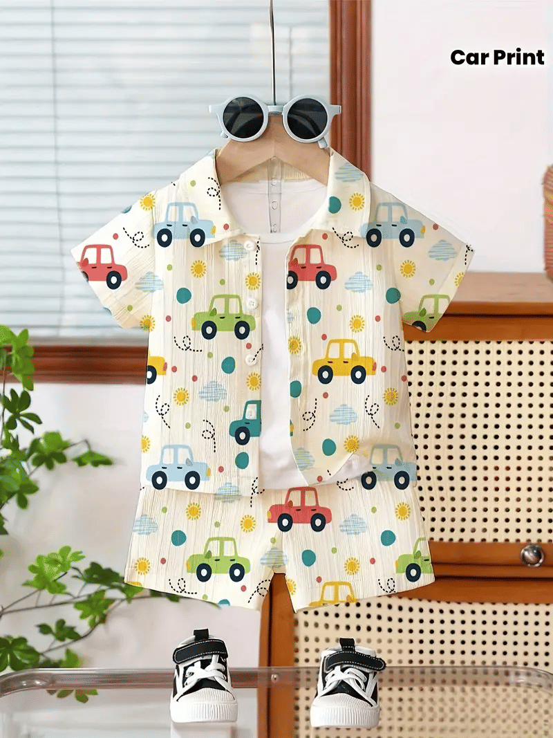Kyrena Boys Cotton Blend Shirt & Shorts Set ( Multi , Pack of 1 )