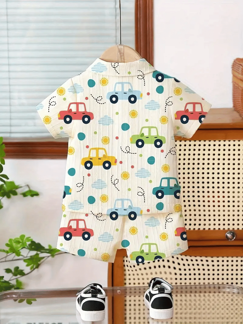 Kyrena Boys Cotton Blend Shirt & Shorts Set ( Multi , Pack of 1 ) - Image 2