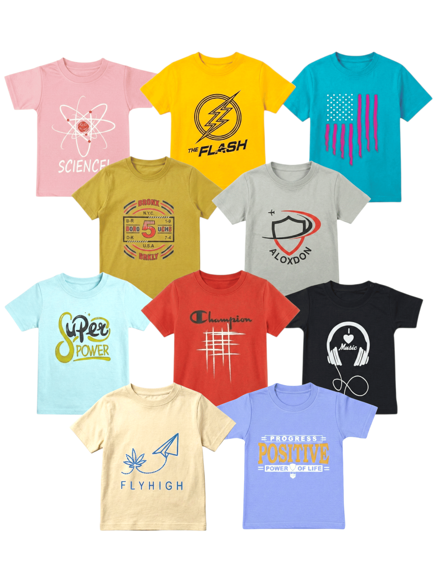 Pack of 10 Boys Cotton Blend T-Shirt ( Multicolor )
