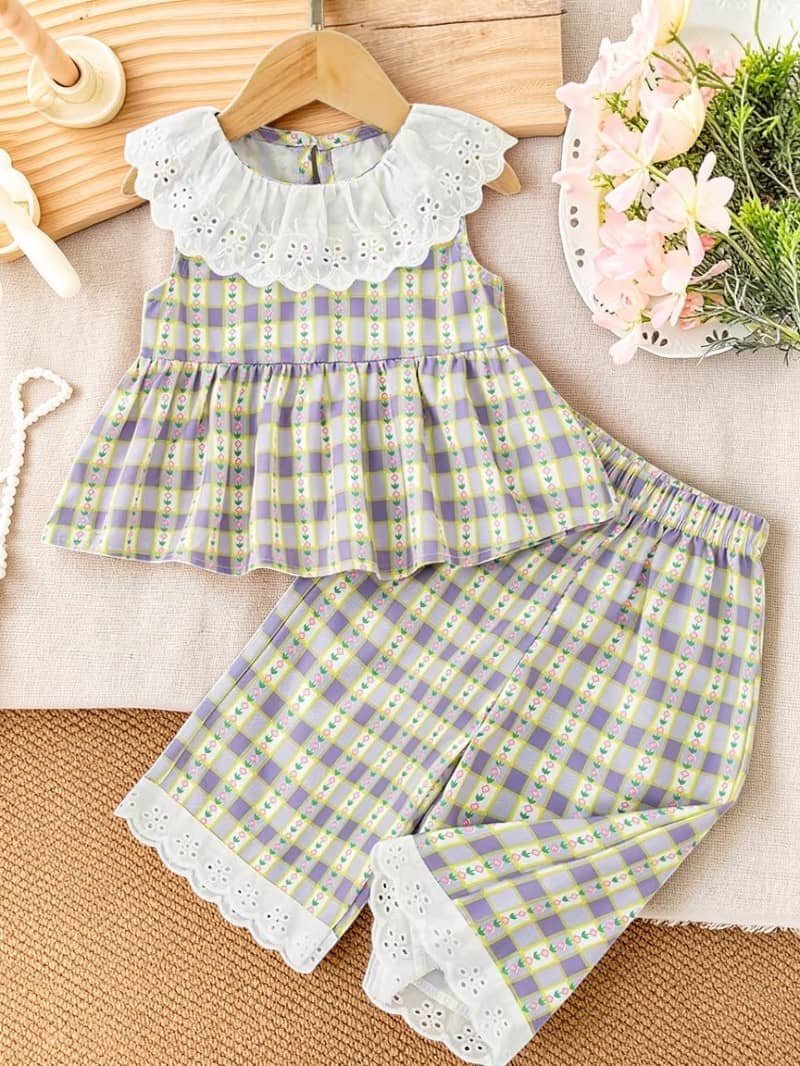 Crepe Printed Top With Palazzo Co-Ord Set For Girls ( Pink ) - Image 8