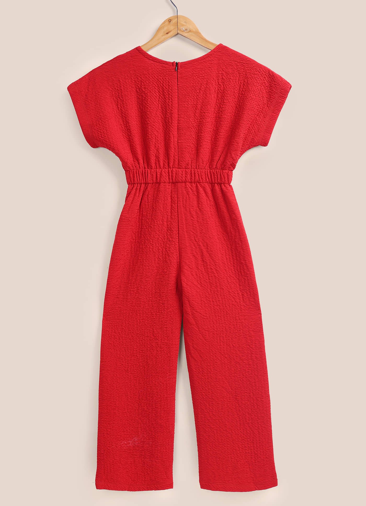 Lazy Shark Girls Cotton Blend Jumpsuit ( Pack of 1 , Red ) - Image 3