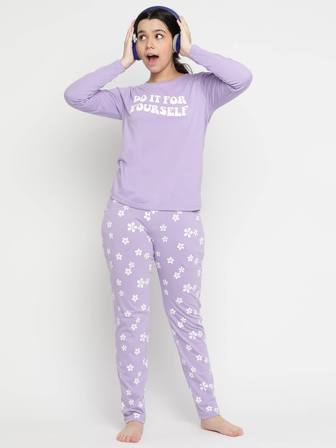 Li'l Tomatoes Pack of 1 Girls Cotton Nightsuit Set ( Purple )