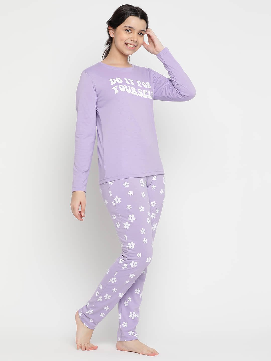 Li'l Tomatoes Pack of 1 Girls Cotton Nightsuit Set ( Purple ) - Image 5