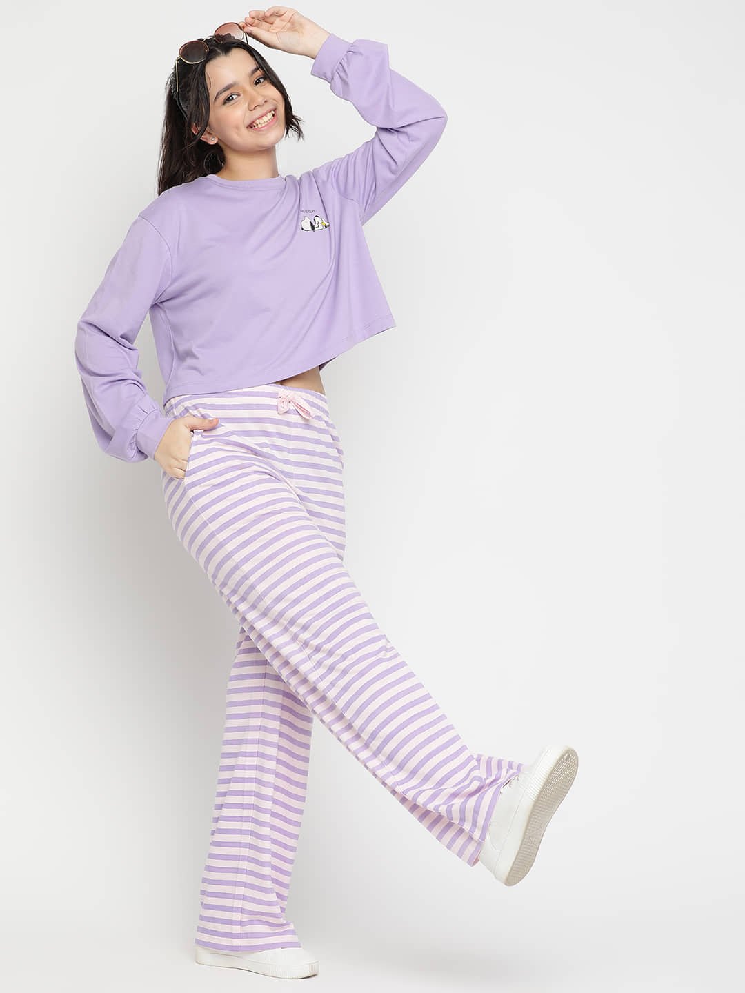 Li'l Tomatoes Pack of 1 Girls Cotton Nightsuit Set ( Purple )