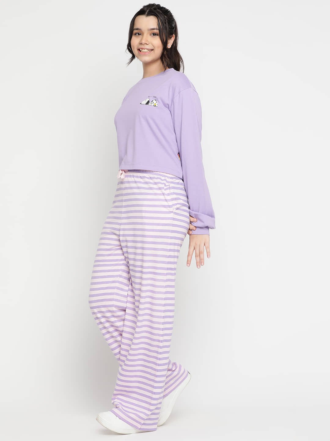 Li'l Tomatoes Pack of 1 Girls Cotton Nightsuit Set ( Purple ) - Image 4