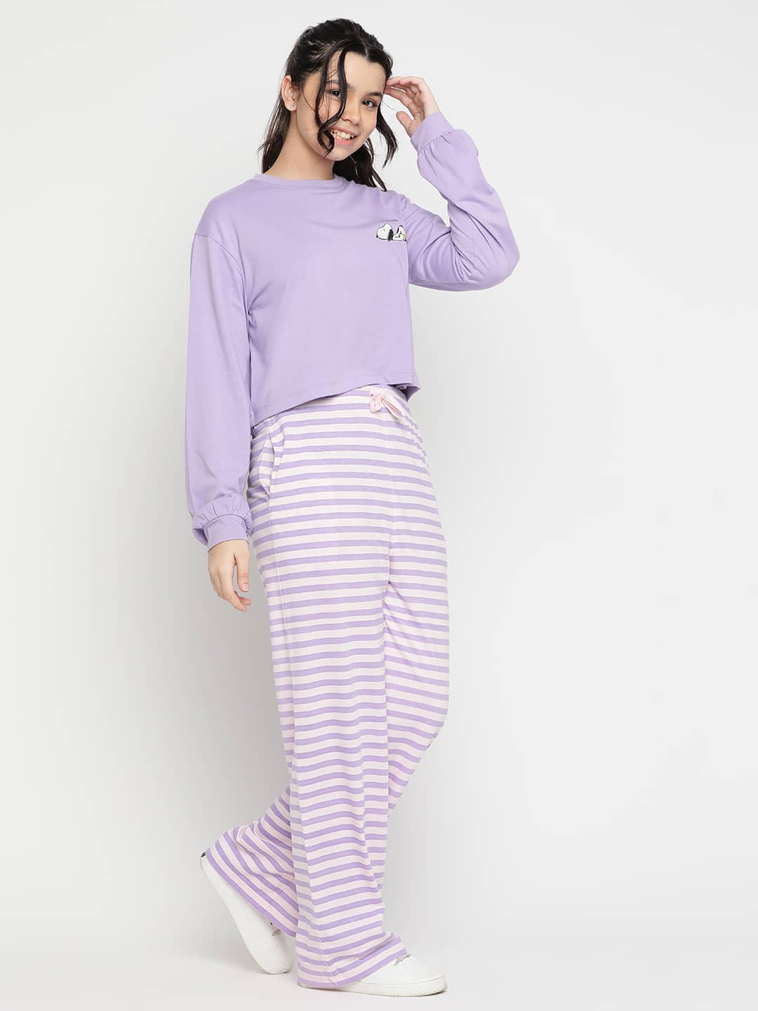 Li'l Tomatoes Pack of 1 Girls Cotton Nightsuit Set ( Purple ) - Image 5