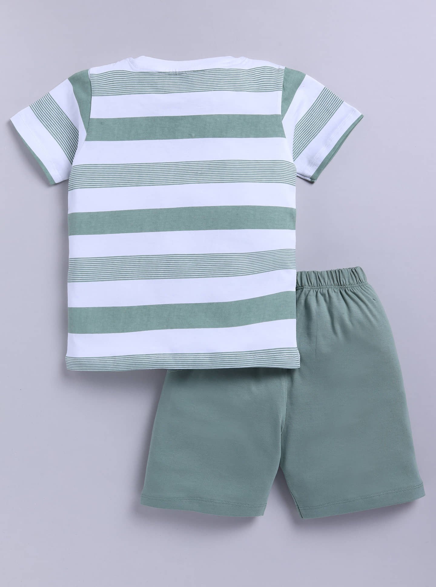 Little Ninja Baby Boys Cotton T-Shirt & Shorts Set ( Green , Pack of 1 ) - Image 2