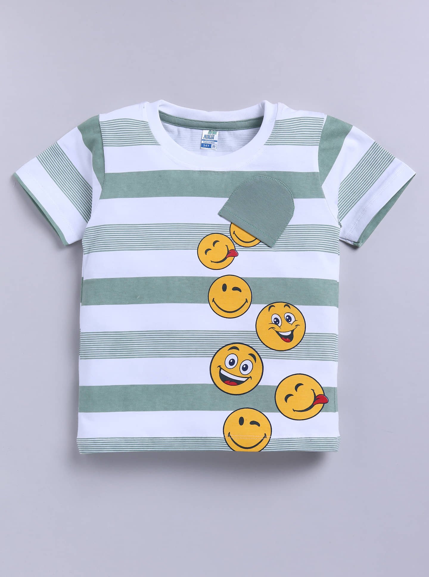 Little Ninja Baby Boys Cotton T-Shirt & Shorts Set ( Green , Pack of 1 ) - Image 3