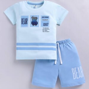 Little Ninja Baby Boys Cotton T-Shirt & Shorts Set ( Blue , Pack of 1 )
