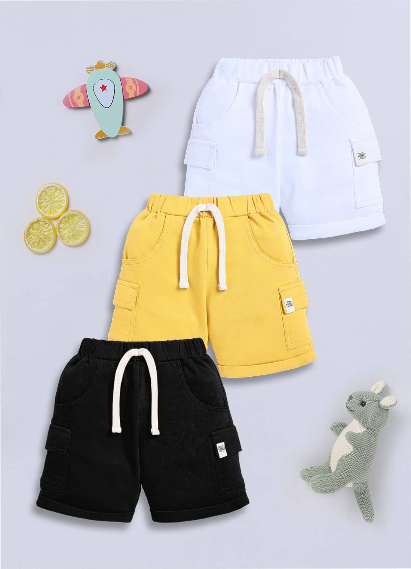 Little Ninja Pack of 3 Denim Shorts For Boys ( Multicolor )