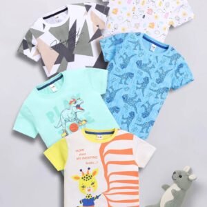 Little Ninja Pack of 5 Baby Boys Cotton T-Shirt ( Multicolor )