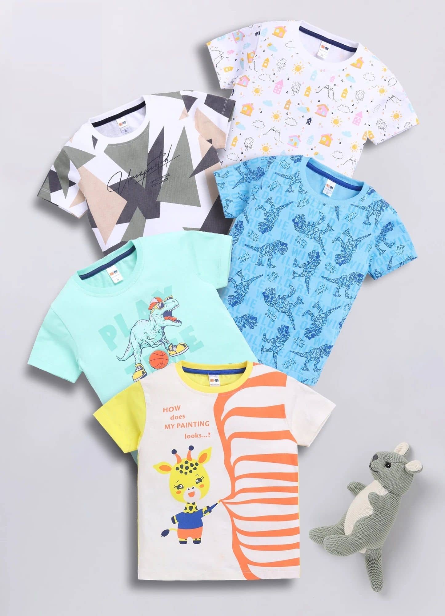 Little Ninja Pack of 5 Baby Boys Cotton T-Shirt ( Multicolor )