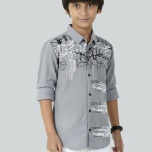 Lolark Pack of 1 Boys Cotton Blend Full Sleeves Shirt ( Grey )