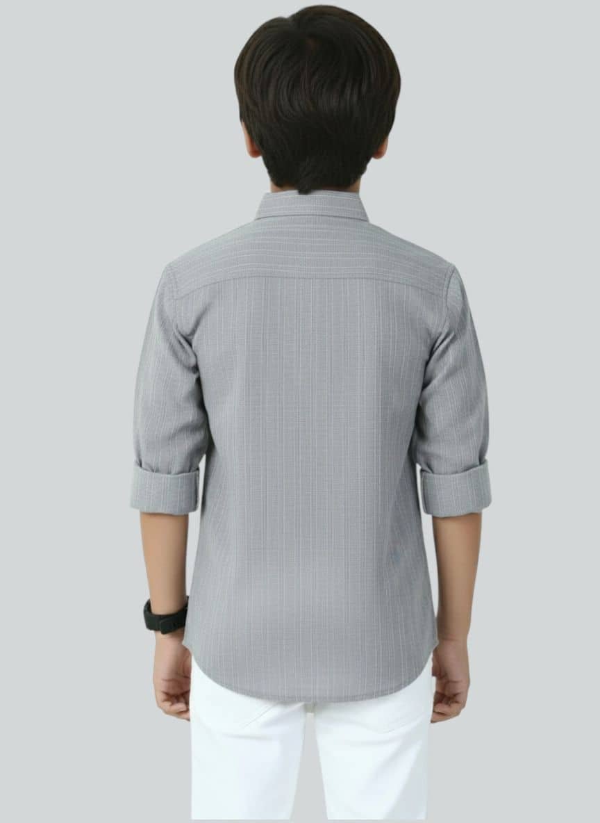 Lolark Pack of 1 Boys Cotton Blend Full Sleeves Shirt ( Grey ) - Image 2