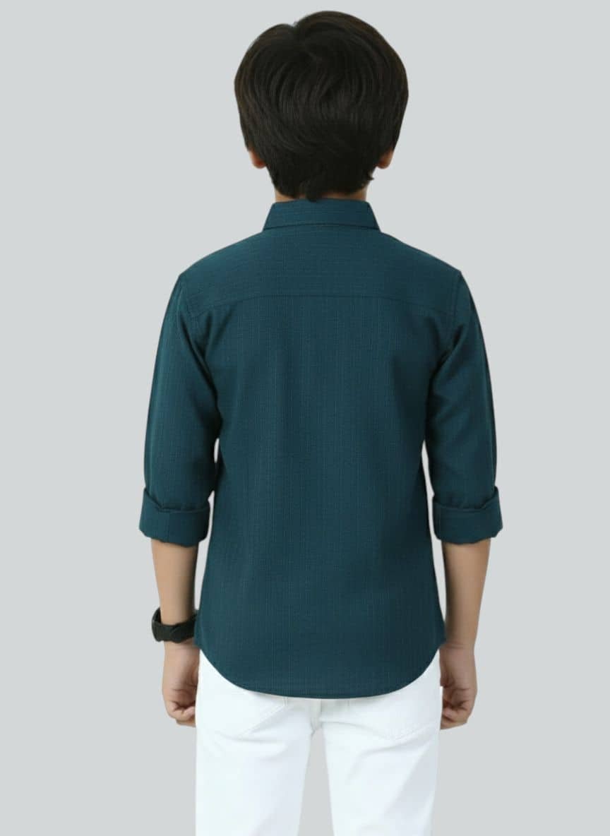 Lolark Pack of 1 Boys Cotton Blend Full Sleeves Shirt ( Dark Blue ) - Image 2