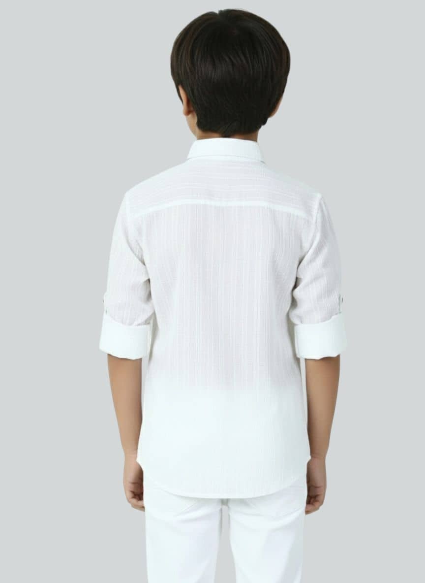 Lolark Pack of 1 Boys Cotton Blend Full Sleeves Shirt ( White ) - Image 2
