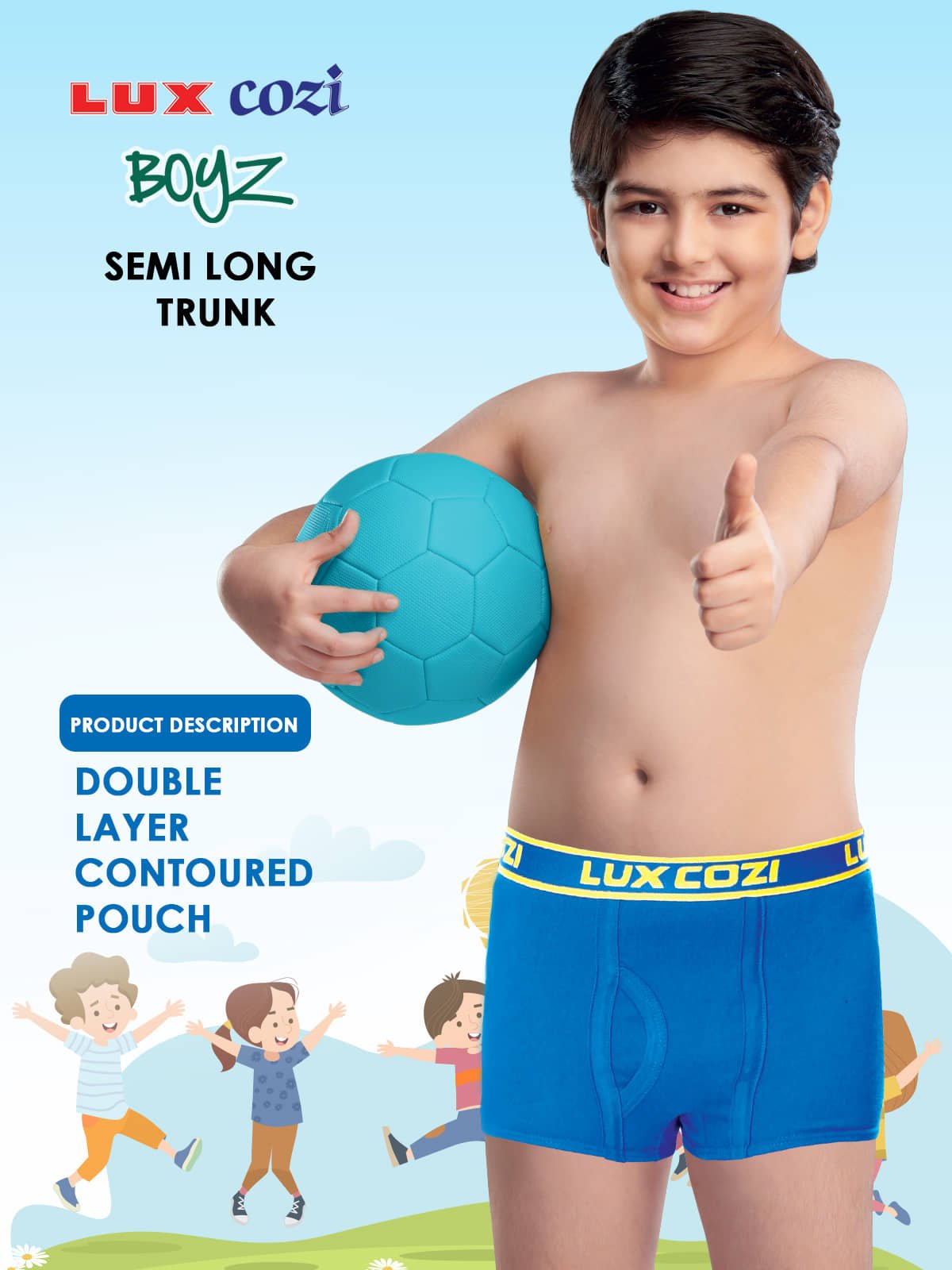 Lux Cozi Pack of 4 Boys Cotton Blend Trunks ( Multicolor ) - Image 4