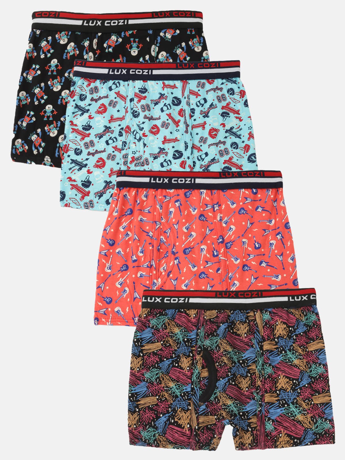 Lux Cozi Pack of 4 Boys Cotton Trunks ( Multicolor )